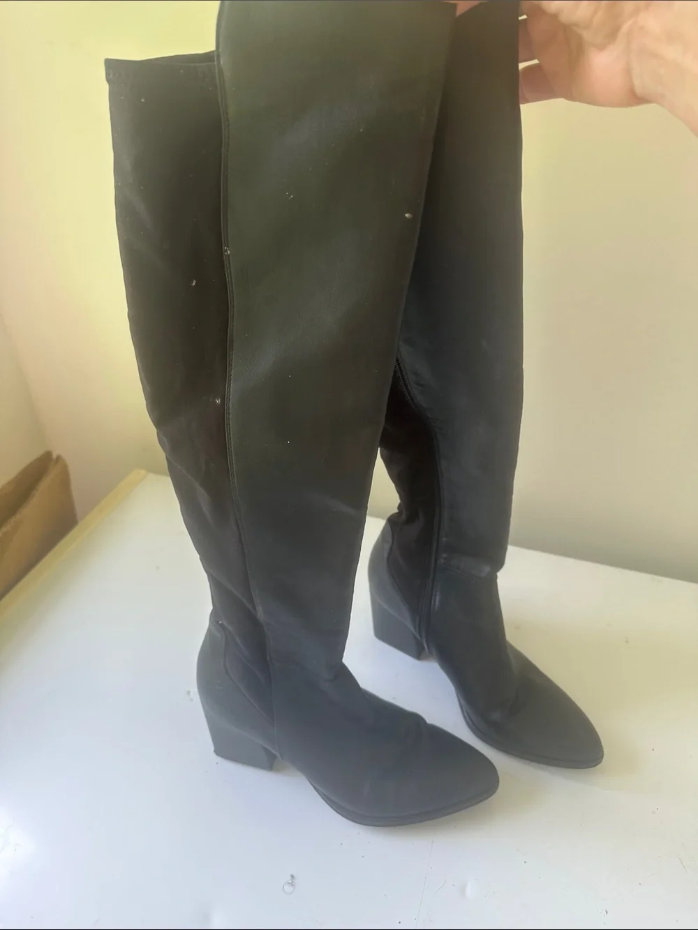 Marc Fisher Black Over-the-Knee Block Heel Boots